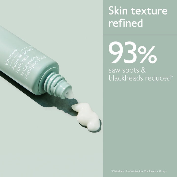 Caudalie Vinopure Moisturizing Mattifying Fluid 40 ml mattavoide vähentää epäpuhtauksia, valkoista voidetta ja 93% tulos.