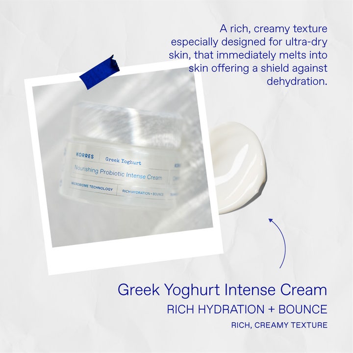 Korres Smart Yoghurt Probiotic Intense Cream 40 ml ravitseva kasvovoide ja täyteläinen valkoinen voidekoostumus