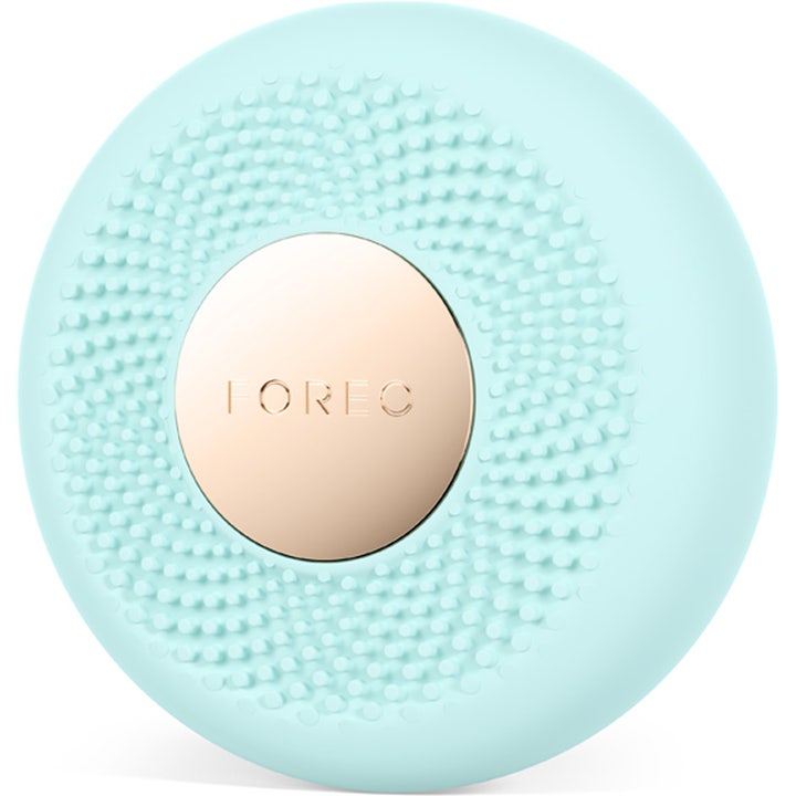 FOREO UFO 3 mini Arctic Blue 1 kpl kosteuttava kasvohoitolaite, jossa on vaaleansininen silikonipinta.