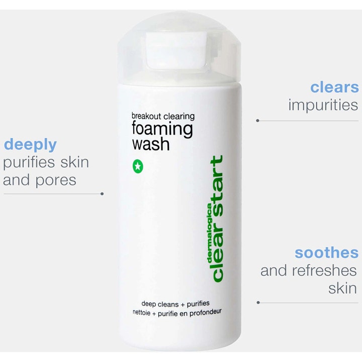 Dermalogica Breakout Clearing Foaming Wash 295 ml puhdistusvaahto valkoisessa pullossa poistaa epäpuhtauksia ja rauhoittaa.