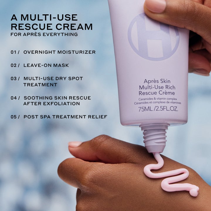 Ole Henriksen Strength Aprés-Skin Rich Rescue Treatment 75 ml monitoimivoide ja täyteläinen vaaleanpunainen koostumus tuubista.