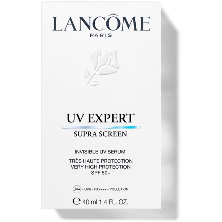 Lancôme UV Expert Supra Screen 40 ml SPF 50+ aurinkosuojaseerumi valkoisessa pahvipakkauksessa