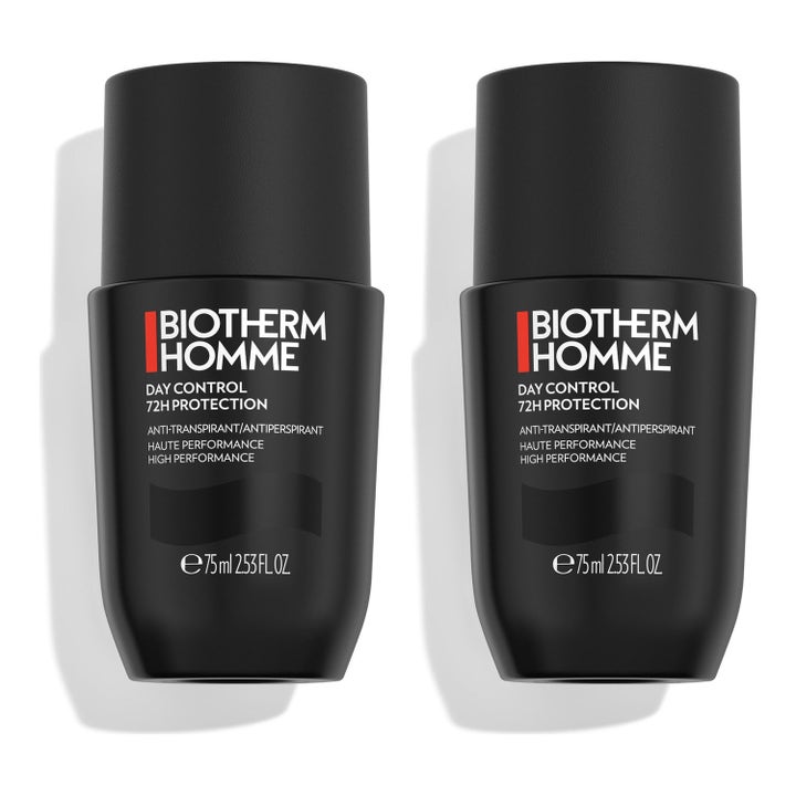 Biotherm Homme Day Control 72H Protection 2x75 ml tehokas antiperspirantti kaksi mustaa roll-on-pakkausta
