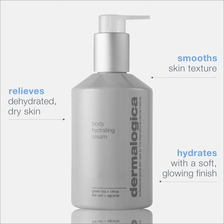 Dermalogica Body Hydrating Cream 295 ml kosteusvoide harmaassa pumppupullossa joka silottaa ihon pintaa