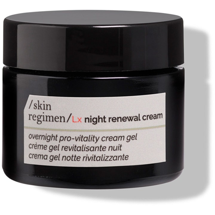/skin regimen/ Lx night renewal cream elvyttävä yövoide mustassa purkissa jossa on musta kansi ja valkoinen etiketti