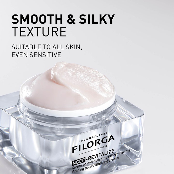 Filorga NCEF-Revitalize Cream 50 ml kiinteyttävä kasvovoide silkkisen pehmeä koostumus lasipurkissa