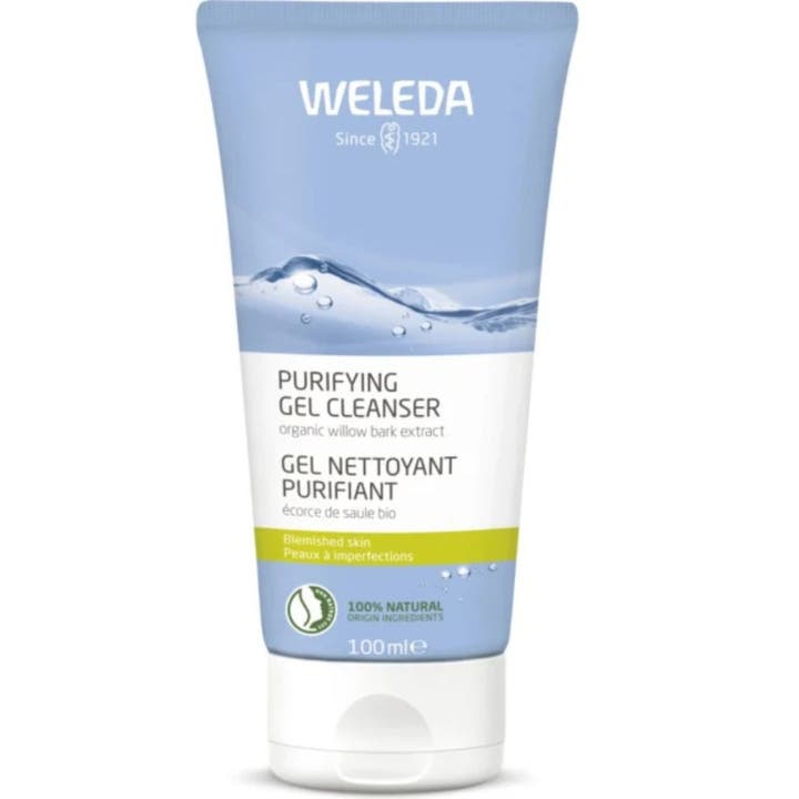 Weleda Purifying Gel Cleanser 100 ml puhdistava kasvopesu epäpuhtaalle iholle vaaleansinisessä muovituubissa