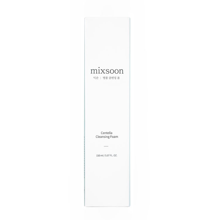 Mixsoon Centella Cleansing Foam 150 ml rauhoittava puhdistusvaahto valkoisessa minimalistisessa pahvipakkauksessa.