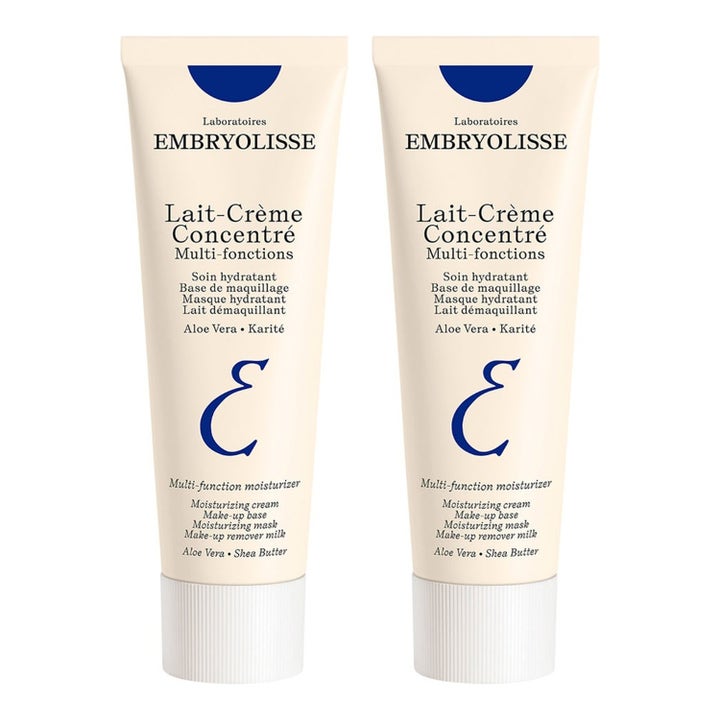 Embryolisse Lait-Crème Concentré 2 x 75 ml kosteusvoide kahdessa vaaleassa tuubissa tuo iholle heleyttä.