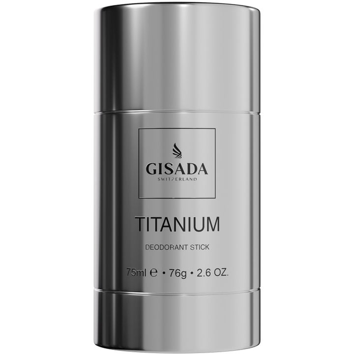 Gisada Titanium Deodorant Stick 75 ml raikastava miesten deodorantti hopeanvärisessä metallinhohtoisessa hylsyssä