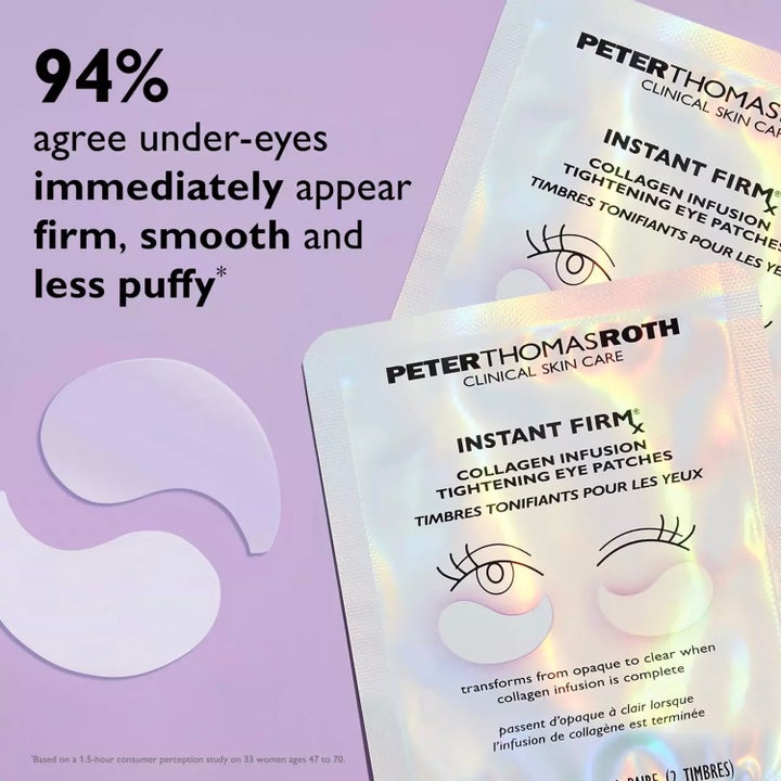 Peter Thomas Roth Instant FIRMx Collagen Infusion 8 kpl kiinteyttävät silmänympärysnaamiot holografisissa pusseissa.