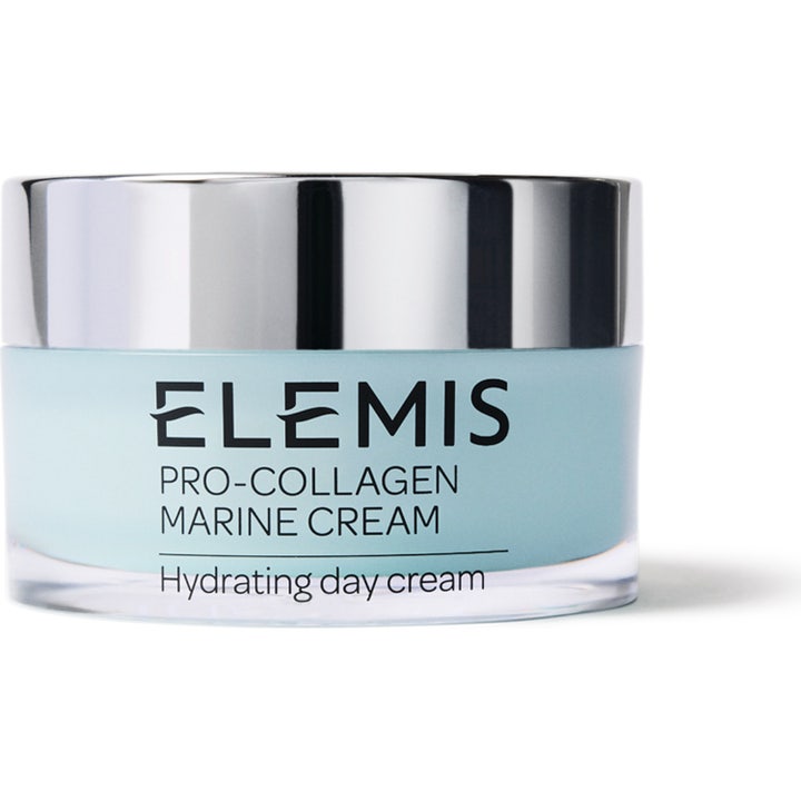 Elemis Pro-Collagen Marine Cream 50 ml kosteuttava päivävoide vaaleansinisessä purkissa hopeisella kannella