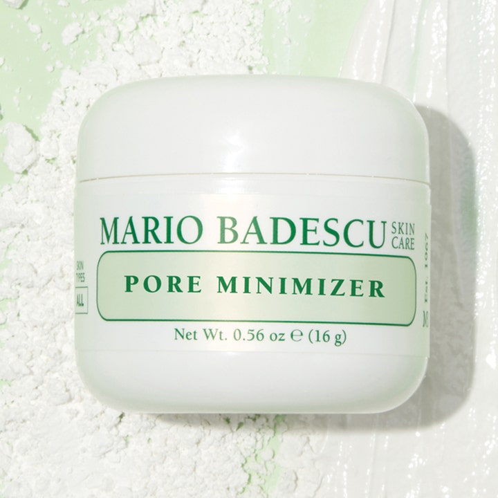 Mario Badescu Pore Minimizer 16 g supistava kasvonaamio valkoisessa purkissa jauhemaisella taustalla