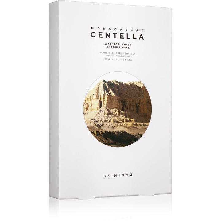 Skin1004 Madagascar Centella Watergel Sheet Ampoule Mask 5 kpl rauhoittava kangasnaamio valkoinen pakkaus maisemakuvalla
