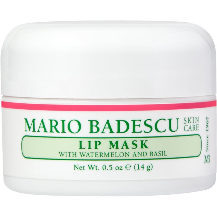 Mario Badescu Lip Mask with Watermelon and Basil 14 g pehmittävä huulimaski valkoisessa purkissa vihreällä etiketillä