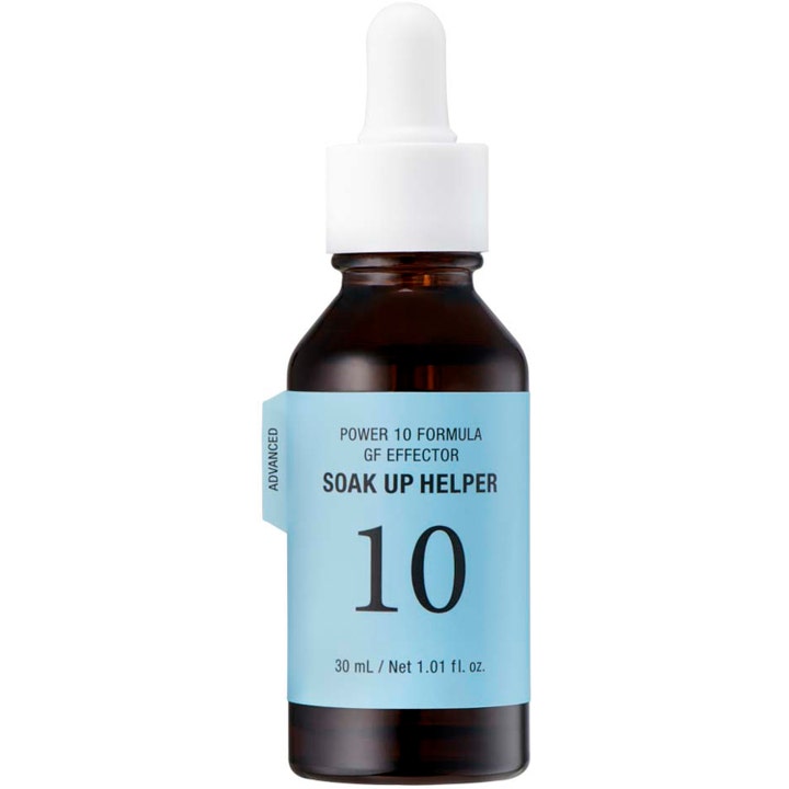 It'S SKIN Power 10 Formula GF Effector 30 ml kosteuttava seerumi ruskeassa lasipullossa vaaleansinisellä etiketillä.