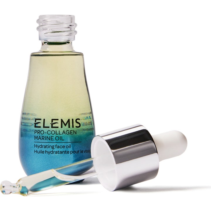Elemis Pro-Collagen Marine Oil 15 ml kosteuttava kasvoöljy liukuvärjätyssä lasipullossa hopeisella pipetillä