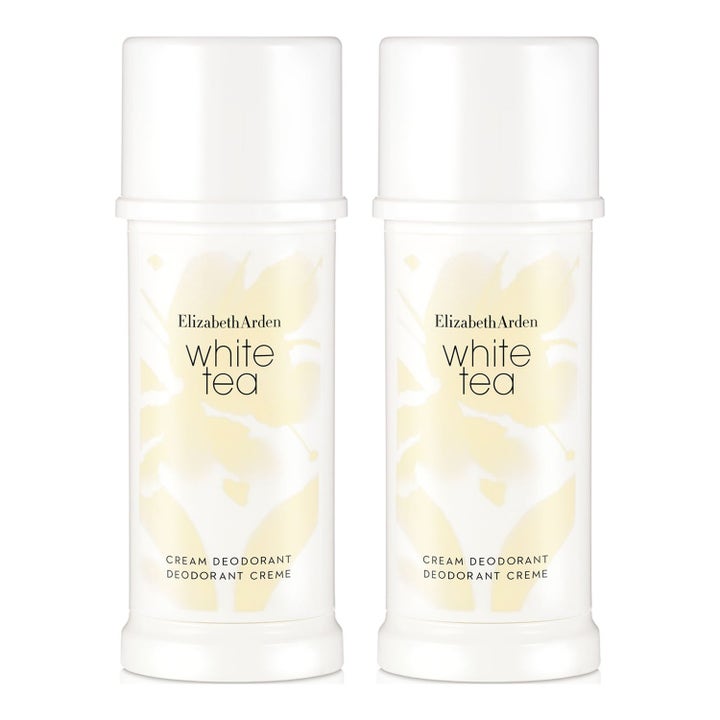 Elizabeth Arden White Tea Cream Deodorant 2 x 40 ml raikas voidemainen deodorantti kahdessa valkoisessa hylsyssä.