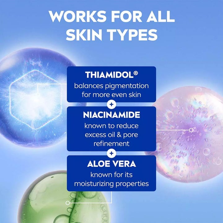 NIVEA Luminous630 Skin Glow 30 ml heleyttävä seerumi sisältää Thiamidolia ja niasiiniamidia kaikille ihotyypeille.