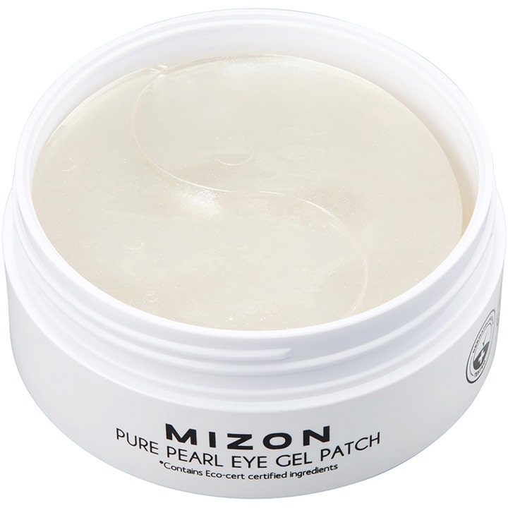 Mizon Premium Pure Pearl Eye Gel Patch 60 kpl kirkastavat hydrogeelinaamiot valkoisessa purkissa