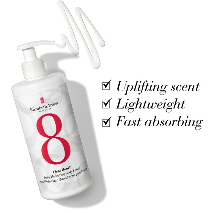 Elizabeth Arden Eight Hour Daily Hydrating Body Lotion 380 ml kosteuttava vartalovoide ja nopeasti imeytyvä koostumus.