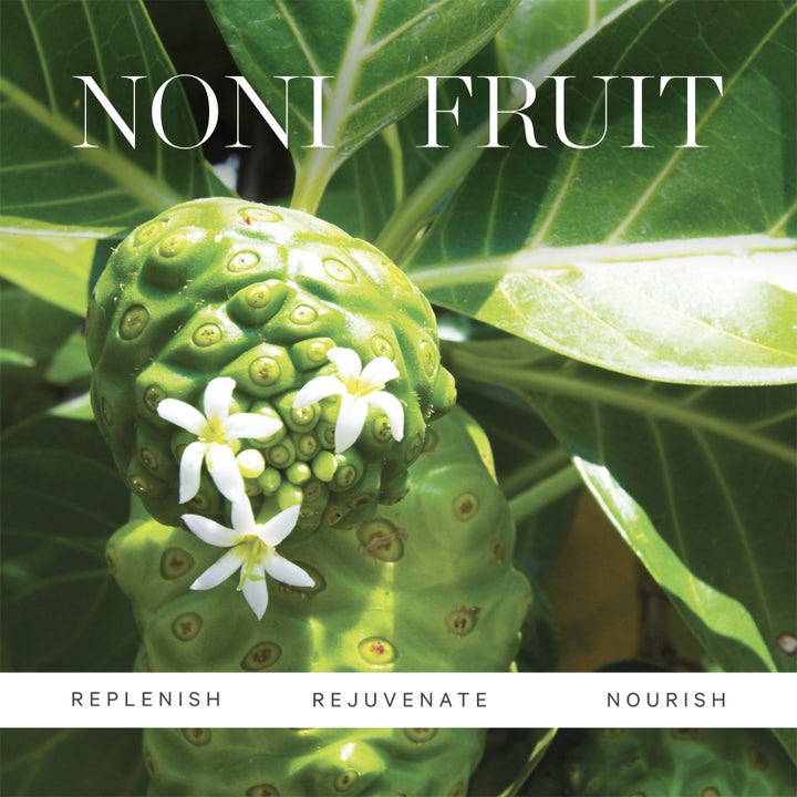 KORA Organics Noni Radiant Eye Treatment Oil 10 ml ravitseva silmänympärysöljy, kuvassa noni-hedelmä ja teksti Noni Fruit.