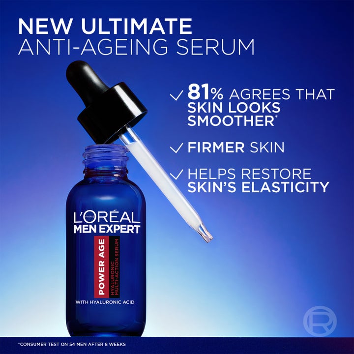 L'Oréal Paris Men Expert Power Age Serum 30 ml silottava anti-age-seerumi sinisessä lasipullossa pipetin kanssa