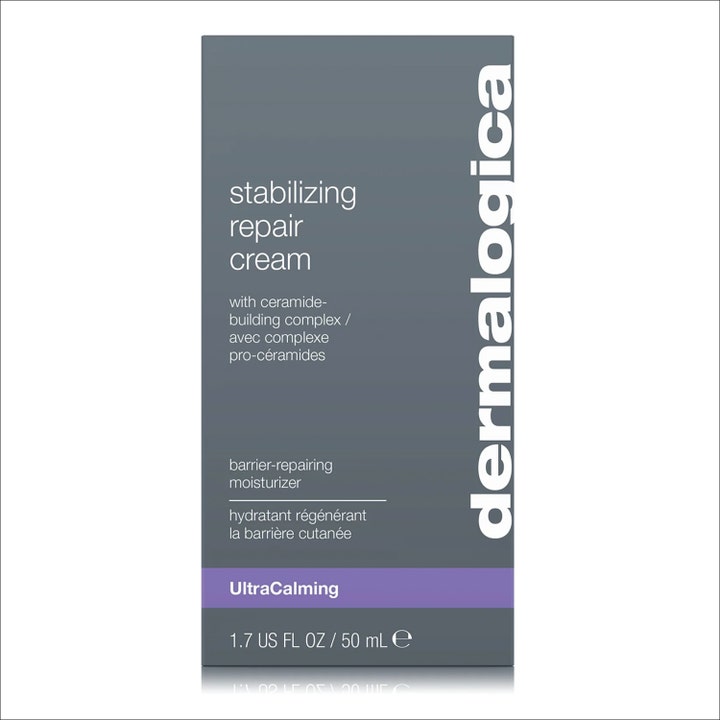 Dermalogica Stabilizing Repair Cream 50 ml rauhoittava kasvovoide harmaassa pakkauksessa jossa on violetti raita