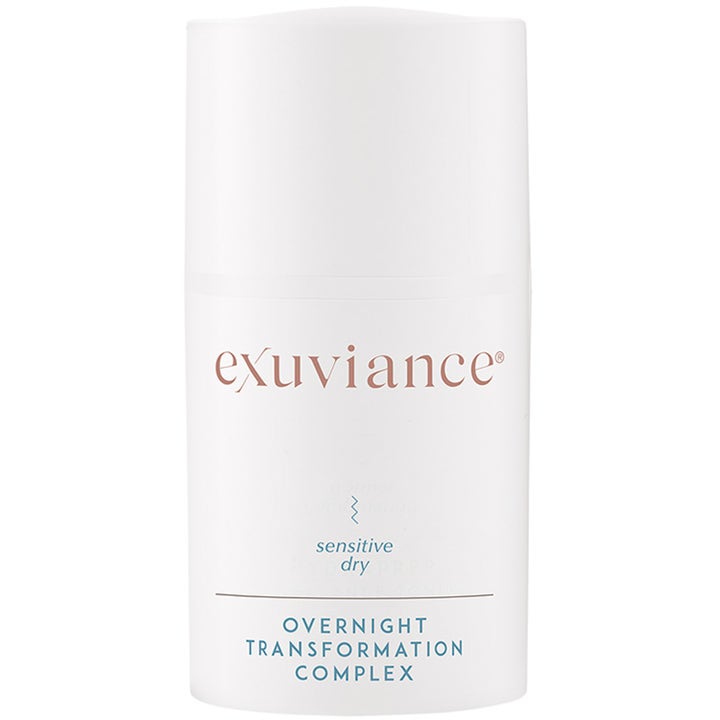 Exuviance Overnight Transformation Complex 50 g kosteuttava yövoide valkoisessa pumppupullossa herkälle iholle