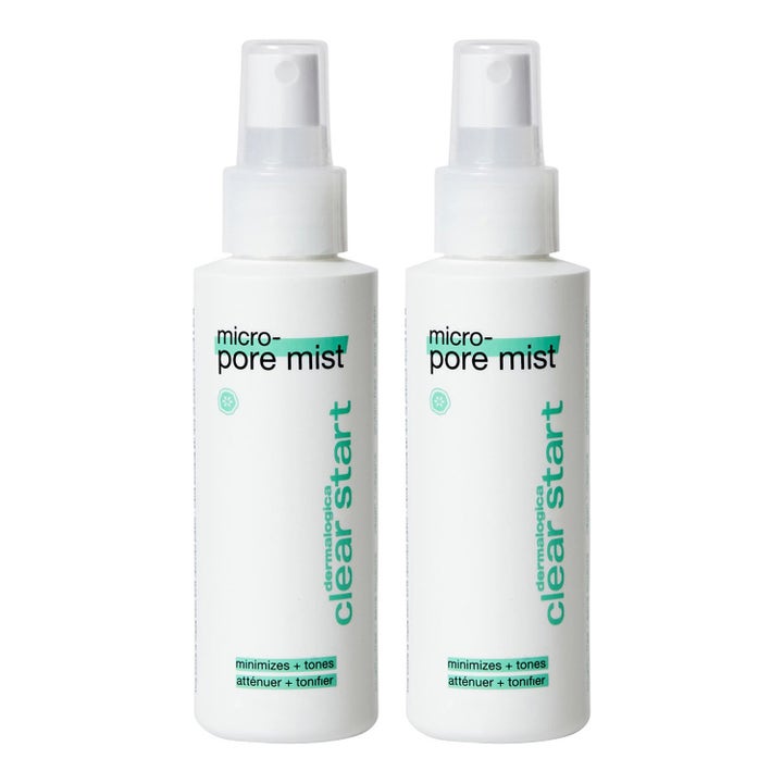 Dermalogica Clear Start Micro-Pore Mist ihohuokosia pienentävä ja tasapainottava kasvovesi kahdessa suihkepullossa.