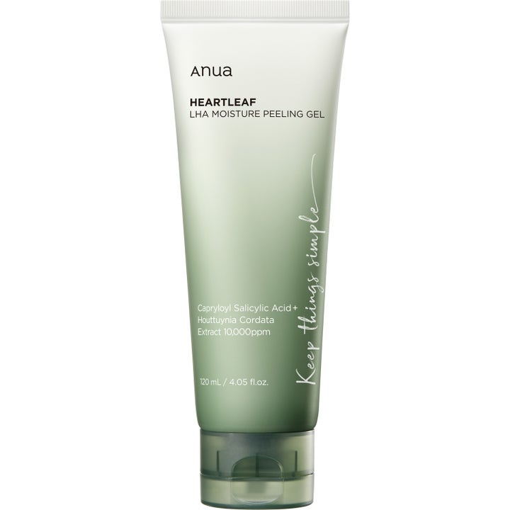 Anua Heartleaf LHA Moisture Peeling Gel 120 ml kosteuttava kuorintageeli vihreässä liukuvärjätyssä tuubissa