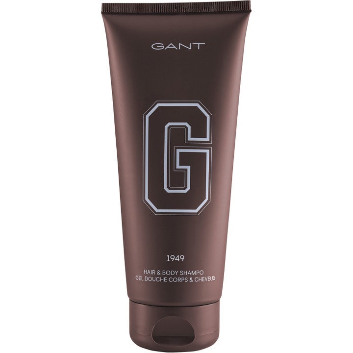 Gant Hair & Body Shampoo puhdistava suihkugeeli ja shampoo ruskeassa tuubissa, jossa on suuri urheilullinen G-logo.