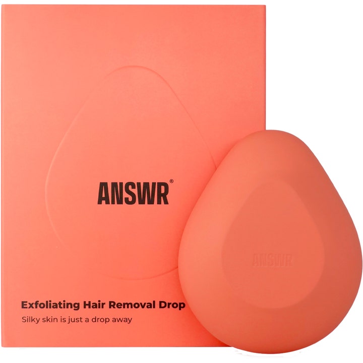 ANSWR Exfoliating Hair Removal Drop 1 kpl kuoriva karvanpoistoväline silottaa ihoa korallinvärinen pisaranmuotoinen muotoilu