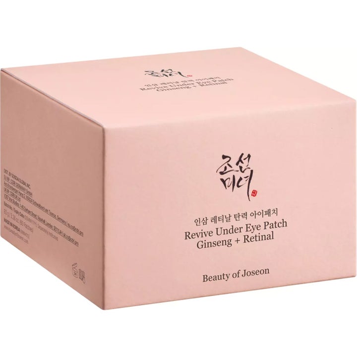 Beauty of Joseon Revive Under Eye Patch 93 g elvyttävät silmänympäryslaput vaaleanpunaisessa Ginseng ja Retinal -pakkauksessa