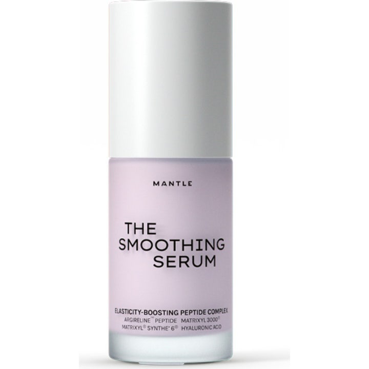 Mantle The Smoothing Serum 30 ml silottava ja kimmoisuutta lisäävä seerumi vaaleanpunaisessa huurteisessa pullossa