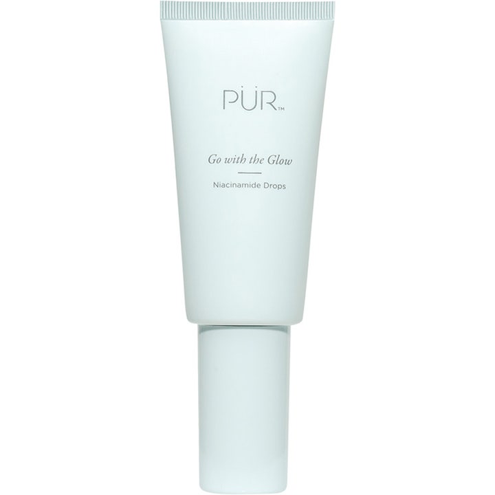 PUR Go with the Glow Niacinamide Drops 30 ml kirkastava kasvoseerumi vaaleassa tuubissa.