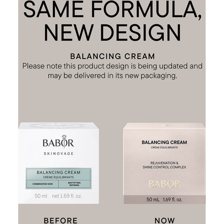 Babor Skinovage Balancing Cream 50 ml tasapainottava kasvovoide huurteisessa lasipurkissa moderneilla alustoilla.