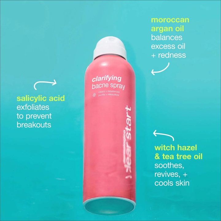 Dermalogica Clarifying Body Spray 177 ml pinkki vartalosuihke sisältää salisyylihappoa, joka ehkäisee epäpuhtauksia.