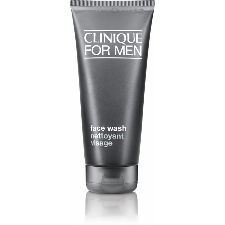 Clinique For Men Face Wash 200 ml puhdistusgeeli syväpuhdistaa ihon harmaassa tyylikkäässä muovituubissa.