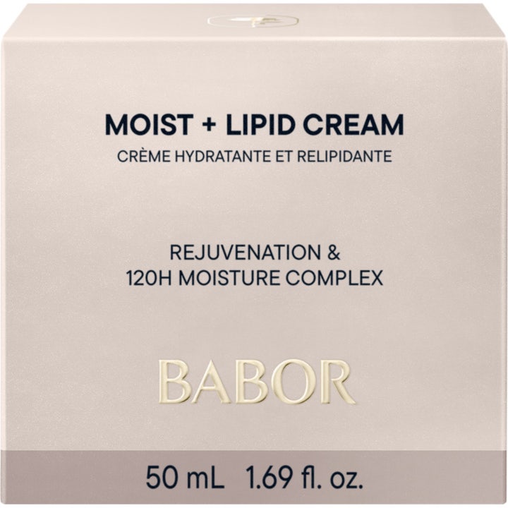 Babor Skinovage Moist + Lipid Cream 50 ml kosteuttava kasvovoide valkoisessa pahvipakkauksessa sinisellä etiketillä