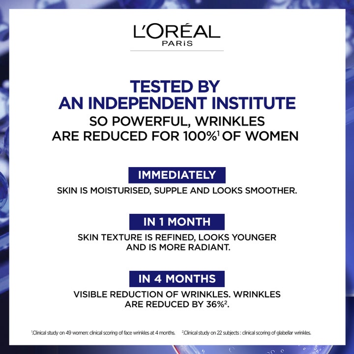 L'Oréal Paris Laser Pure Retinol Night Serum 30 ml silottaa ryppyjä ja sisältää testattuja tuloksia.