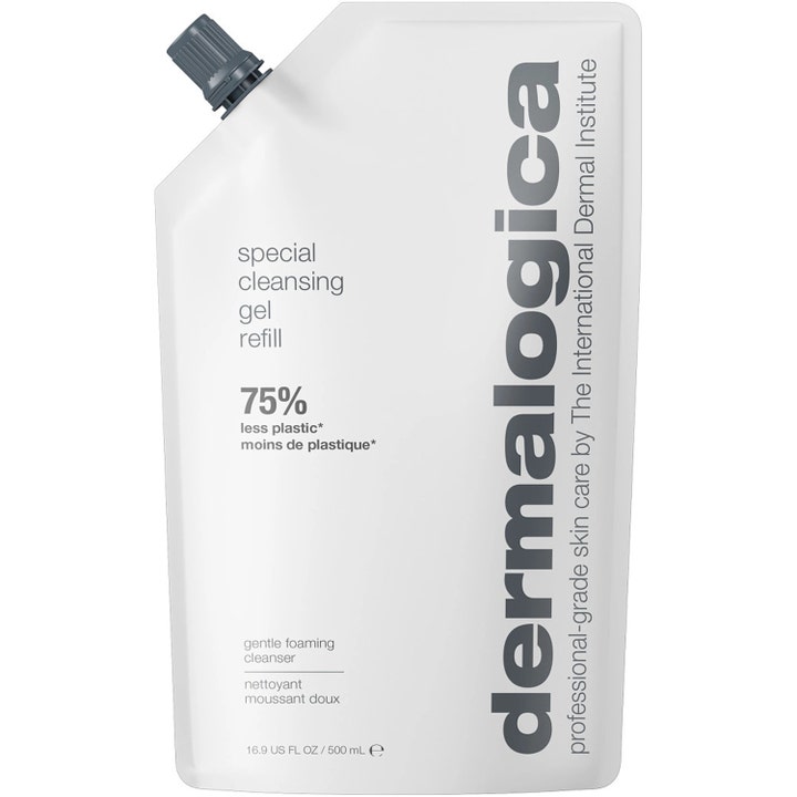 Dermalogica Special Cleansing Gel 500 ml hellävarainen puhdistusgeeli valkoinen täyttöpakkaus harmaalla korkilla