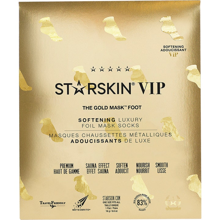 Starskin The Gold Mask Foot 16 g pehmentävä jalkanaamio kultaisessa pakkauksessa sisältää hoitavat foliosukat.