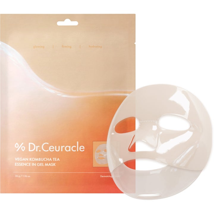 Dr. Ceuracle Vegan Kombucha Tea Essence Gel Mask 36 g heleyttävä kasvonaamio ja läpikuultava hydrogeelimaski.