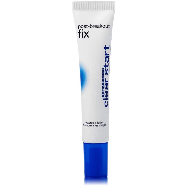 Dermalogica Clear Start Post-Breakout Fix 15 ml finnien jälkiä häivyttävä voide valkoinen tuubi ja sininen korkki