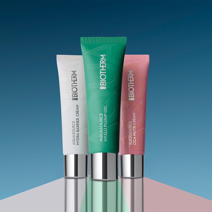 Biotherm Cleanse, Calm & Care kosteuttava ihonhoitosetti kolme pastellinväristä voidetuubia hopeisilla korkeilla