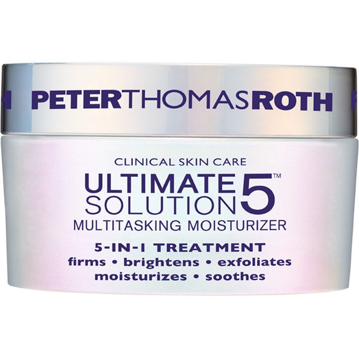Peter Thomas Roth Ultimate Solution 5 Multitasking Moisturizer kiinteyttävä kasvovoide helmiäishohtoisessa hopeakantisessa purkissa