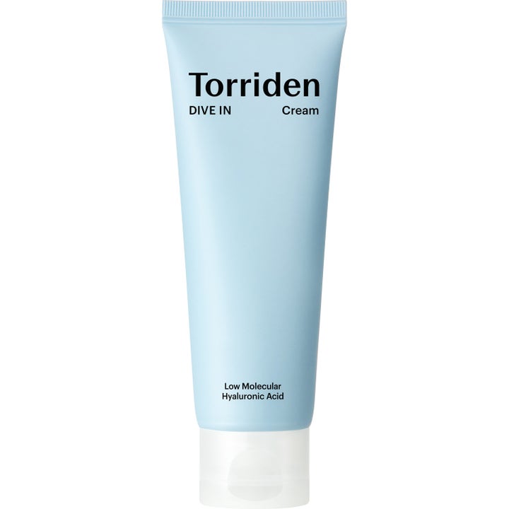 Torriden Dive In Cream syväkosteuttava kasvovoide hyaluronihapolla vaaleansinisessä tuubissa valkoisella korkilla.