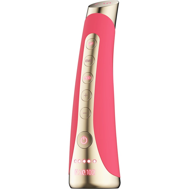FAQ Swiss FAQ 102 LED-Pulse Facial Device Pink Ruby 1 kpl kasvolaite pinkissä ja kullassa RF EMS LED painikkein