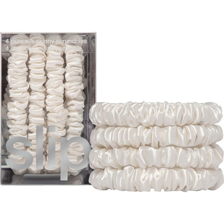 Pure Silk Skinny Scrunchies White